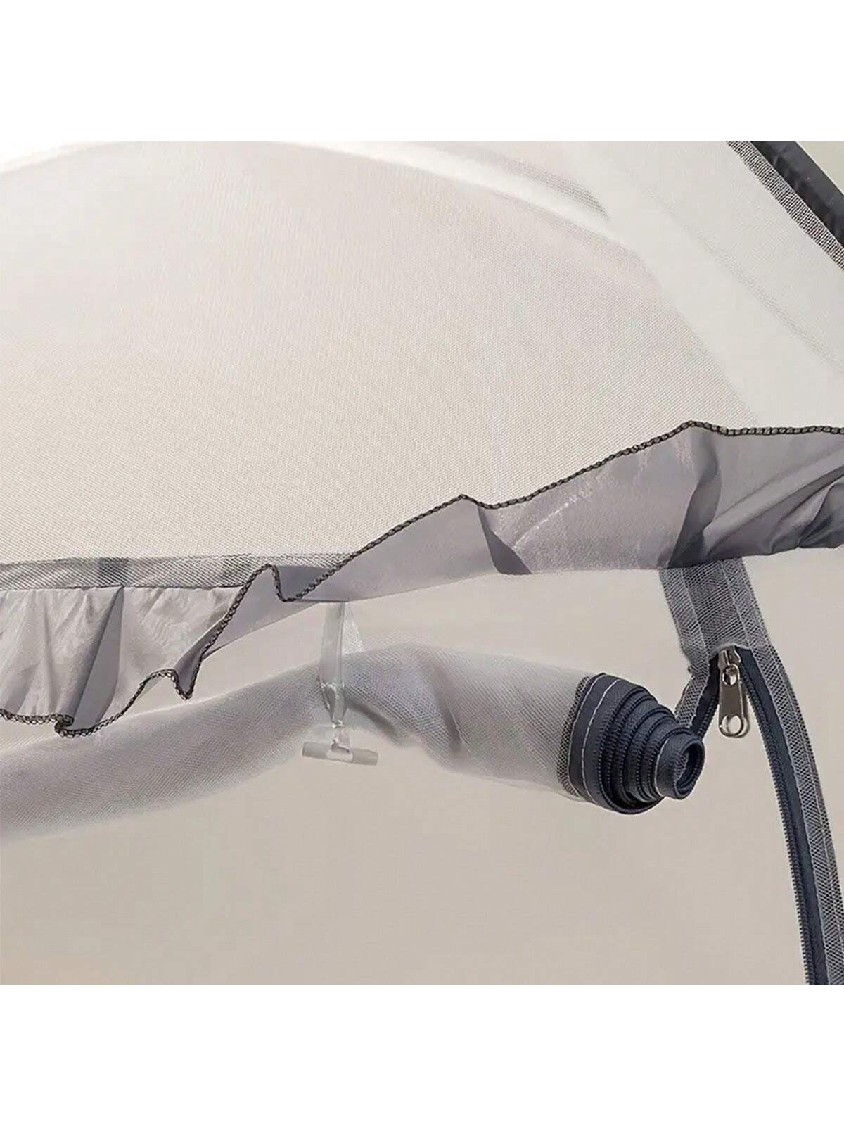 No Assembly Required Mongolian Tent Mosquito Net 1 Second Installation 360 Full Coverage Portable Foldable Four Seasons Bed Canopy With U Shaped Zipper Scalloped Edge 150*200cm Grey