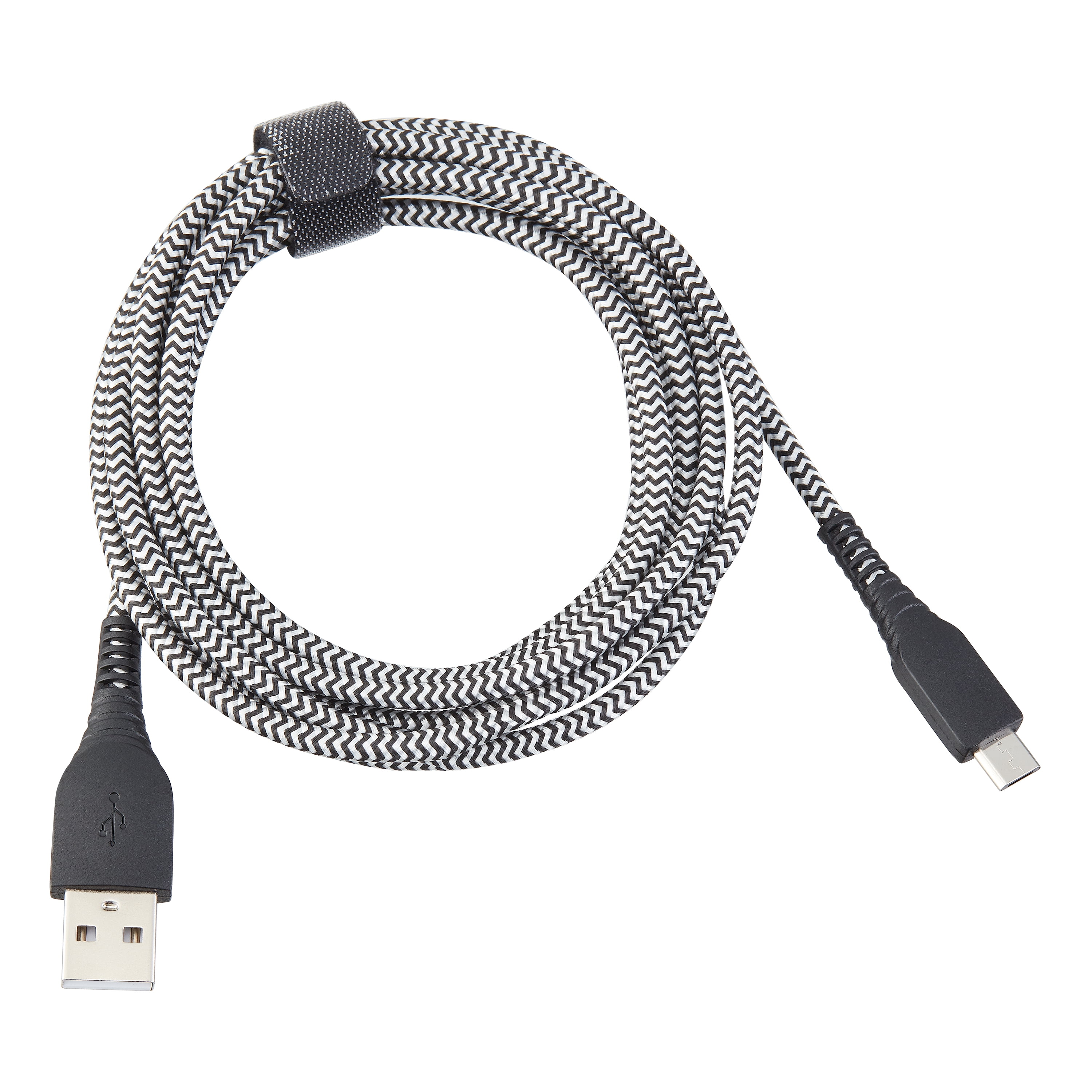 onn. 6' Braided Micro-USB to USB Cable, Black