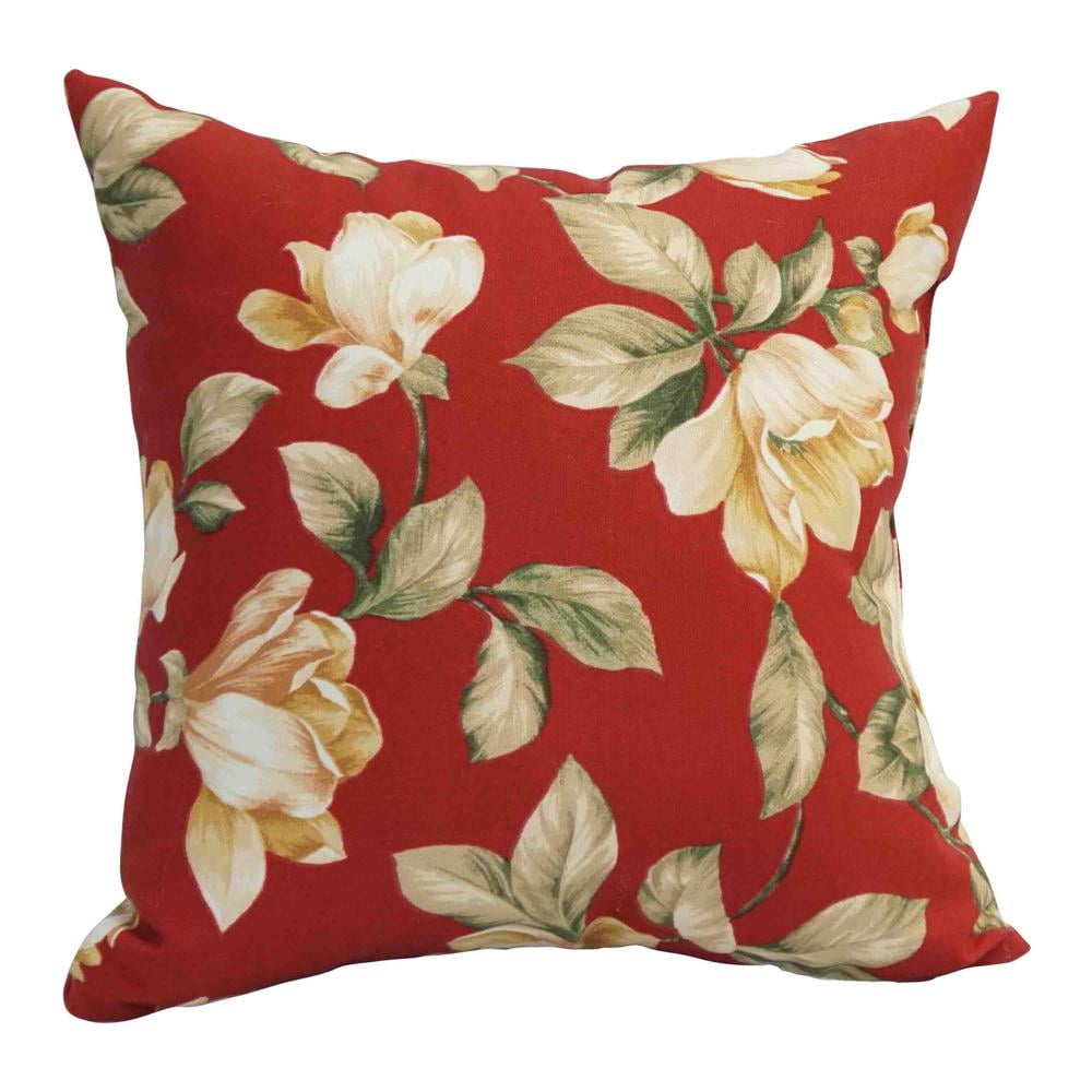 Blazing Needles Outdoor Floral Polyester Throw Pillow, 17", Shelby Pompei 4 Count