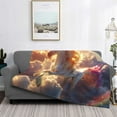 thumbnail image 2 of Yiaed Rainbow Cloud White Horse Print Blanket Throw Blanket Soft Cozy Flannel Blanket for Home Bed Sofa Couch Chair-80"x60", 2 of 6