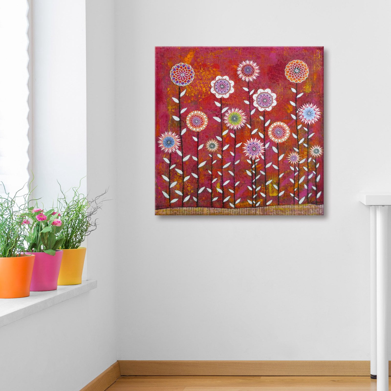 Marmont Hill "Flowers 5" by Sascalia Painting Print on Wrapped Canvas