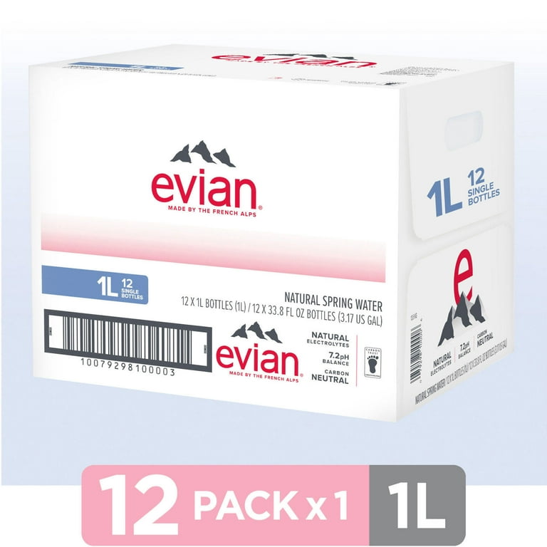 Evian Natural Spring Water 1 L 12 Pk