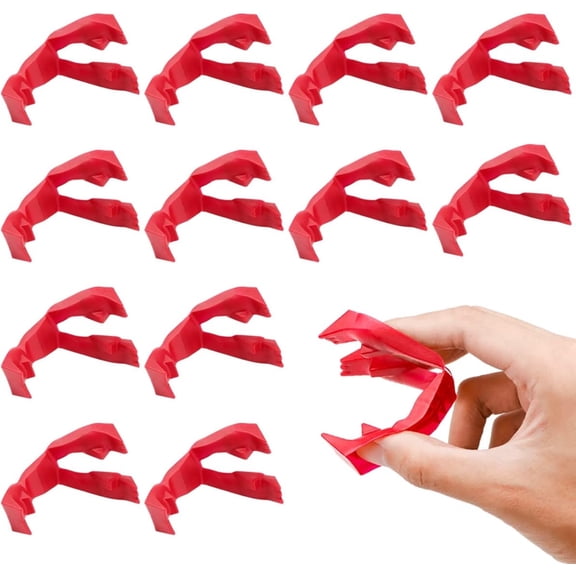 ABCISI Food Finger Tongs Eating Tongs Guards Finger Protector Covers for Kitchen Dinner Utensil Accessories, 12pcs, Red
