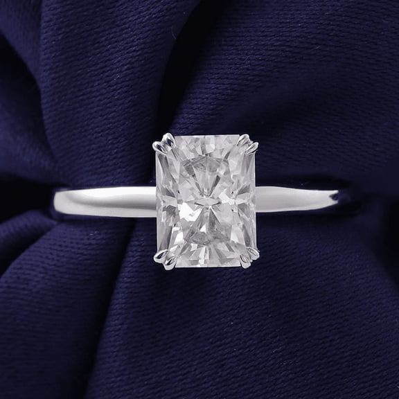 Eclet Jewels 2Ct Radiant Cut Moissanite Ring - 14K White Gold Plated Anniversary Ring -Wedding Solitaire Ring for Her - Anniversary Double Prong Ring - Handmade Jewelry for Women's