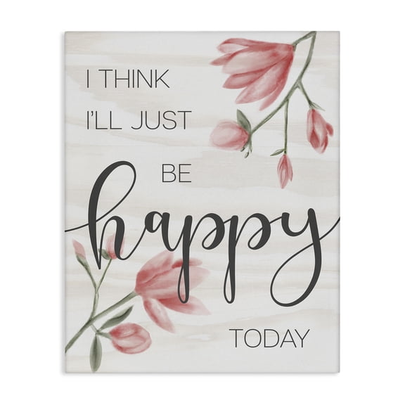 Stupell Industries Farmhouse Floral Just Be Happy Inspirational Canvas Art, 16 x 20, by Lil' Rue