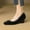 Black, variant on Eltusu Women Chunky Heels, Square Toe No Slip Mid High Heels Bow Block Heel Shoes Black Size 6