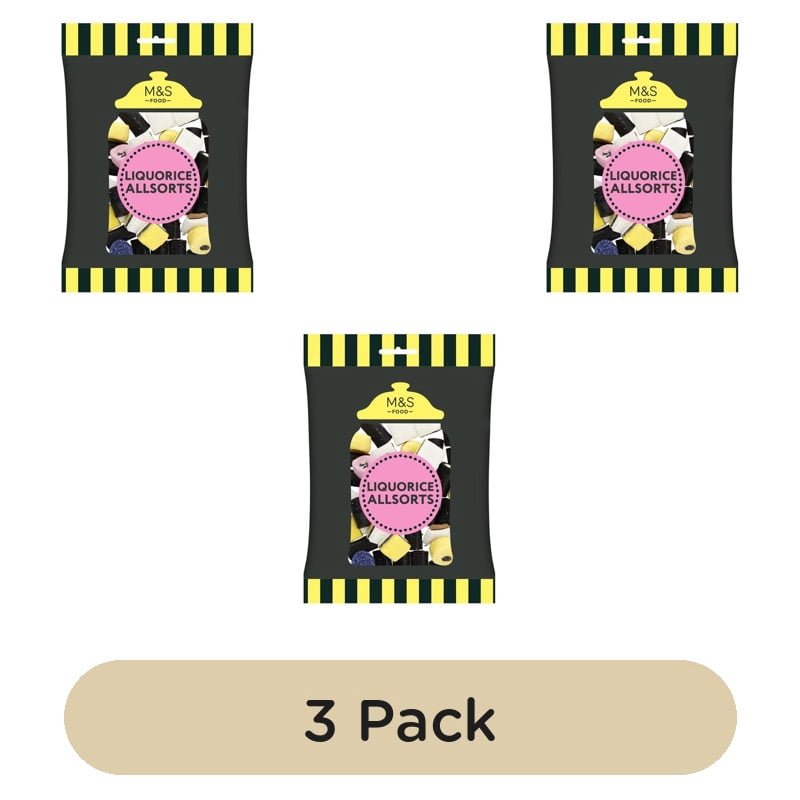 M&S Liquorice Allsorts 225g, British Import (Pack of 3)