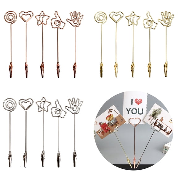 15 pcs Metal Wire Alligator Clamp,Memo Clip,Table Number Stands Place Card Holder for DIY Card,Photo,Memo,Party,Wedding,Flower Shop