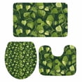 thumbnail image 2 of Dark Green Leaf Bathroom Rugs Set Watercolor Spring Dark Green Leaves Plant Linen Texture Non Slip Absorbent Bath Mats 3 Piece Set with Bathroom Rug, U-Shaped Floor Mat, Toilet Seat Cover Large Size, 2 of 9