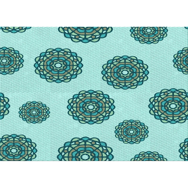 Ahgly Company Machine Washable Indoor Rectangle Transitional Deep-Sea Green Area Rugs, 3' x 5'
