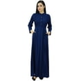 thumbnail image 1 of Bimba Robe Jilbab Unie à Col Mandarin pour Femme avec Poches, Manches Longues, Maxi, 1 of 9