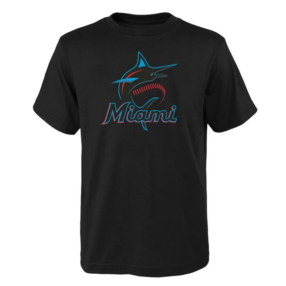 Youth Black Miami Marlins Logo Primary Team T-Shirt