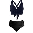 thumbnail image 3 of HAIJIE Women's Ruffle Shape Swimsuits 2026 Built In Bra Plus Size Control Tank Tops Swimsuit Swimwear Bikinis for Wife Girlfriend Soft Lightweight Beach Dress (Navy,M), 3 of 4
