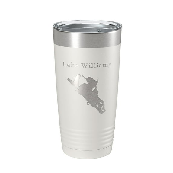 Lake Williams Map Tumbler Travel Mug Insulated Laser Engraved Coffee Cup Connecticut 20 oz White