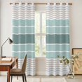thumbnail image 4 of Teal Aqua Stripes Kitchen Curtains 96 Inch Length, Modern Ombre Abstract Aesthetics Grommet Top Bedroom Living Room Curtains, Light Filtering Cafe Curtain Drapes 2 Panels Set 104''x96'', 4 of 9