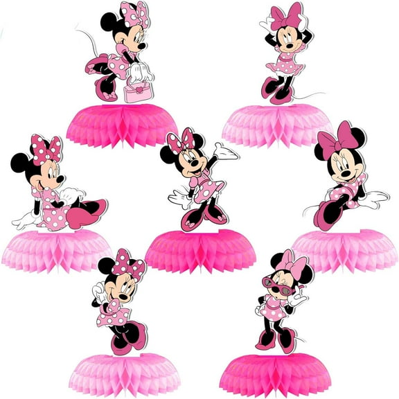 Pink mouse-7 Pieces Honeycomb Centerpieces 3D Tabletop Decorations for Kids Birthday Theme Party Decorations Double Sided Party Favor Supplies Photo Props