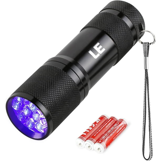 LE UV Flashlight, Handheld Black Light Flashlight, 9 395nm Ultraviolet  Flashlight, Pet Urine Stain Detector, 3 AAA