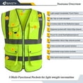 thumbnail image 2 of 9 Pockets Class 2 High Visibility Zipper Front Safety Vest With Reflective Strips, Yellow Meets Ansi/isea Standards, 2 of 3