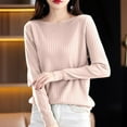 thumbnail image 2 of Wdgfv Women's Lightweight V-Neck Cotton Striped Pullover Top Women's Ribbed Knit Turtleneck Pullover Sweater Soft Comfortable Casual Winter Long Sleeve Slim, 2 of 4