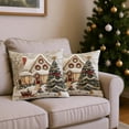 thumbnail image 1 of Juego de 2 fundas de almohada navideñas | Fundas de almohada cuadradas de lino de 45 x 45 cm con estampados festivos para sofá y cama, 1 of 7