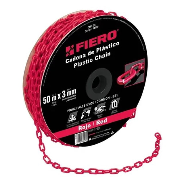 Cadena Plastica 3 Mm X 50 Mt Roja Fiero 44166 Fiero CAPL-3R