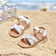 thumbnail image 2 of Girls Sandals Toddler Summer Dress Shoes Gladiator Beach Flat Sandals(TB2234 White/11M), 2 of 6