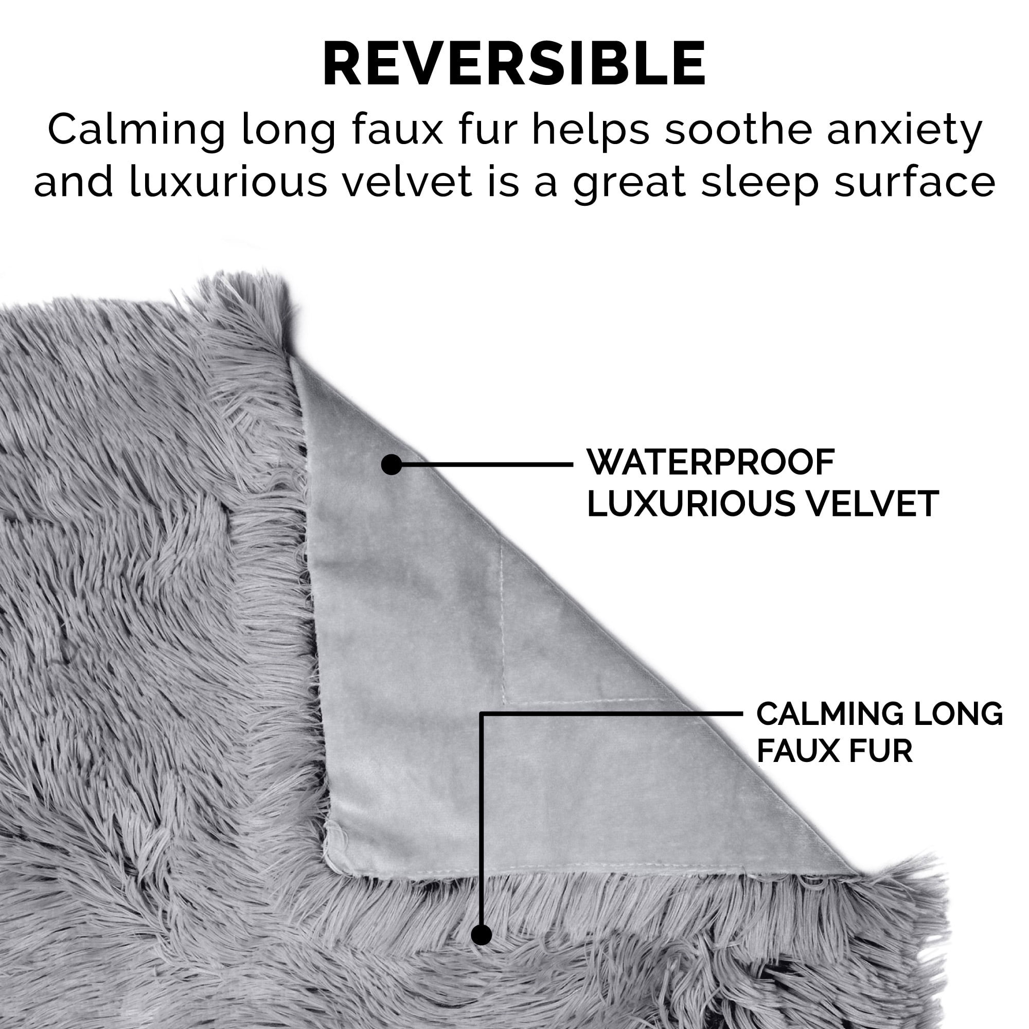 FurHaven Pet Products Long Faux Fur & Velvet Water-Repellent Pet Blanket for Dogs & Cats - Gray, Large