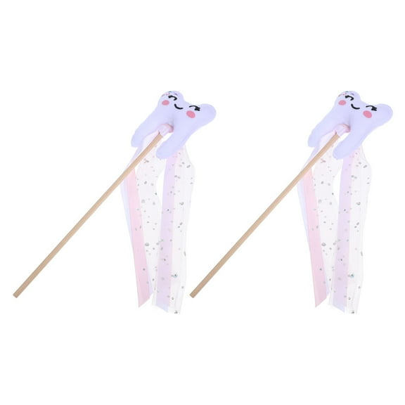 Hemobllo 2Pcs Birthday Wedding Wand Tooth Shaped Pink Wood Cloth Performance Prop For Festivals And Parties