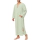 thumbnail image 4 of INSPIRAR CHIC Pijamas para hombres de algodón, ropa de dormir, vestido largo con escote en V y abertura lateral, con bolsillo, color verde, 4 of 5