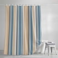 thumbnail image 3 of Shower Curtains for Bathroom, Blue Brown Beige Waterproof Fabric Shower Curtain, Boho Farmhouse Abstract Stripes Art Decorative Bathroom Curtain for Bathtub, 72"x78", No Hooks Included, 3 of 9