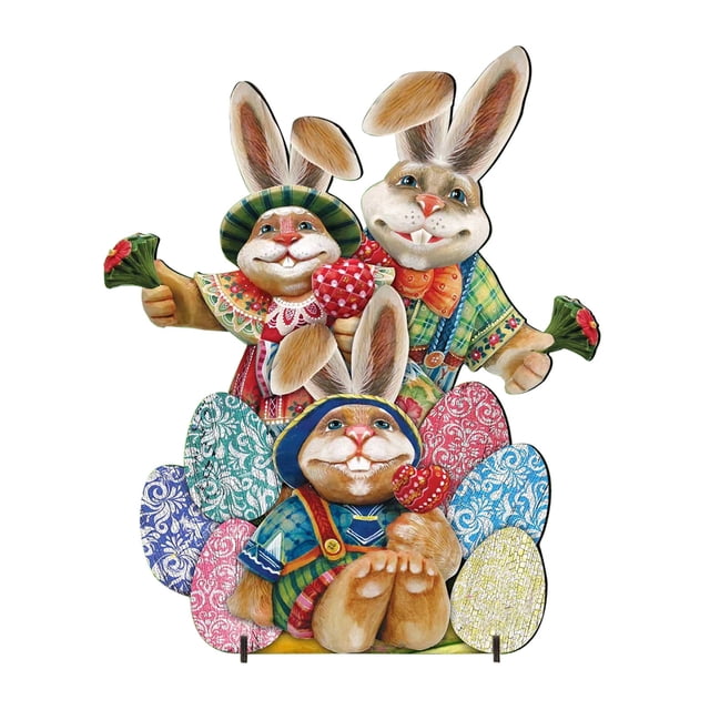Binwennn Easter Cards for Kids Classroom Easter Plywood Rabbit Insert Sign Easter Meat Courtyard Venue Decoration