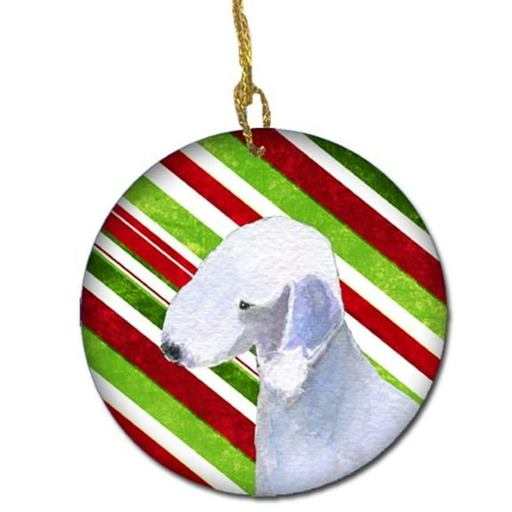 Bedlington Terrier Candy Cane Holiday Christmas Ceramic Ornament