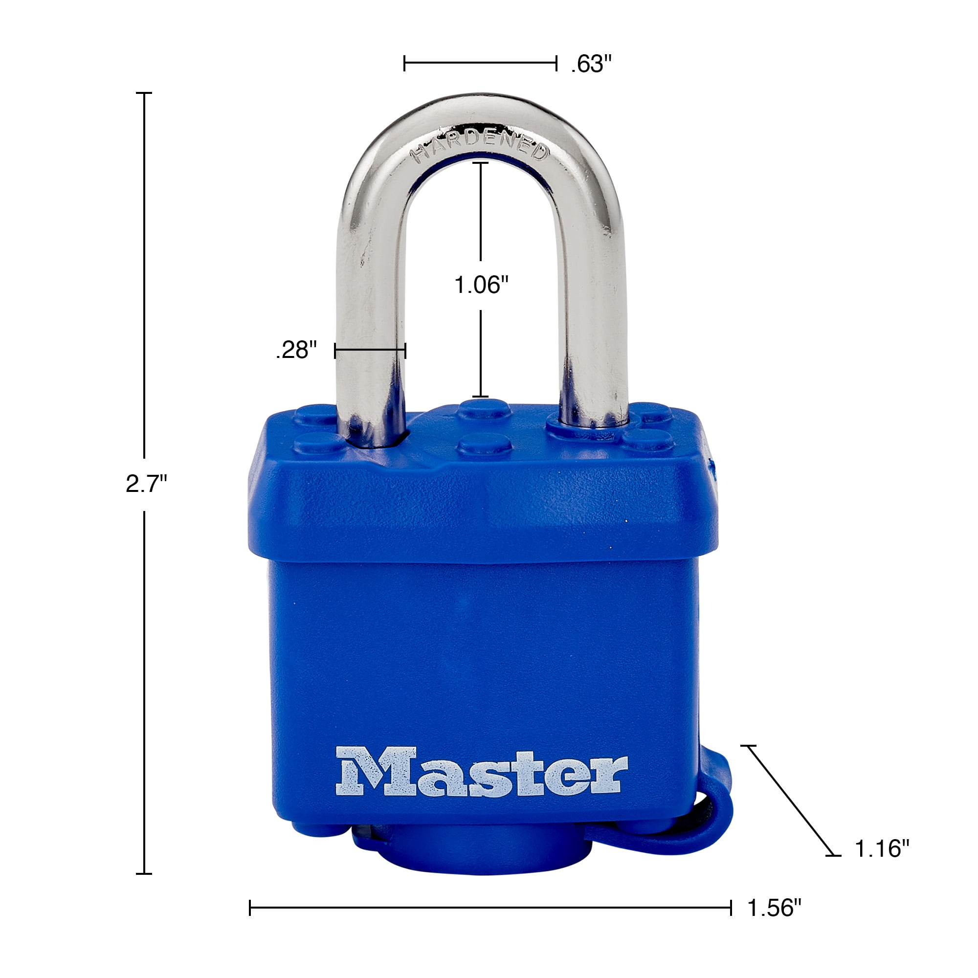 (6 pack) Master Lock 312D Laminated Steel Padlock with Blue Weather Resistant Shell