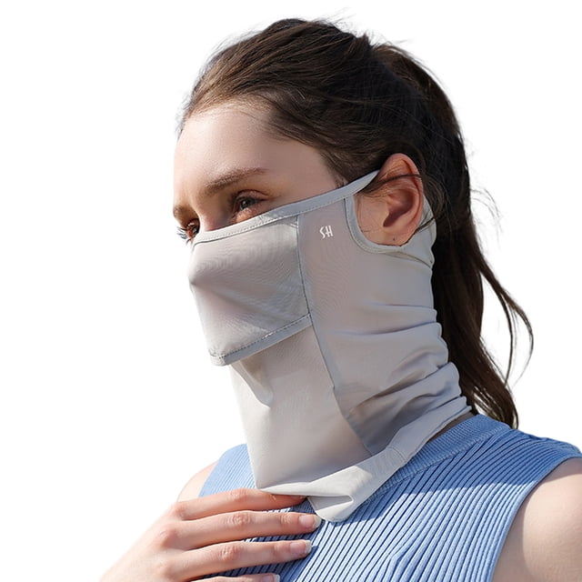 Máscara Protección Solar Montada en La Oreja Golf Protector Cuello Cara Completa Malla Fresca Transpirable Verano Máscara Hielo Velo para Mujeres (XTJ52 Ártico)