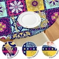 thumbnail image 3 of Boho Round Tablecloth with Elastic Edge, Colorful Mandala Design, Waterproof for Dining and Patio Tables, 3 of 4