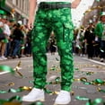 thumbnail image 2 of CONZONE St. Patrick's Day Mens Baggy Cargo Shorts Green Clover Graphic Buttons Cargo Pants for Men Lightweight Relaxed Fit Streetwear Workout Trousers With Pockets, 2 of 4