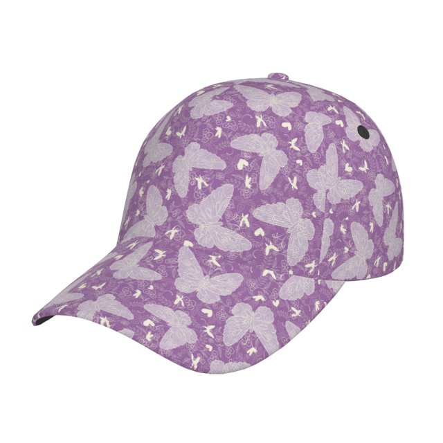 Balery Purple Butterflies Floral Gorra de béisbol de tamaño ajustable para correr, entrenar y actividades al aire libre. Gorra de papá para todas las estaciones.