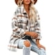 thumbnail image 5 of Chaqueta con botones a cuadros para mujer, chaqueta informal de manga larga con cuello de solapa, blusa de gran tamaño, 5 of 7