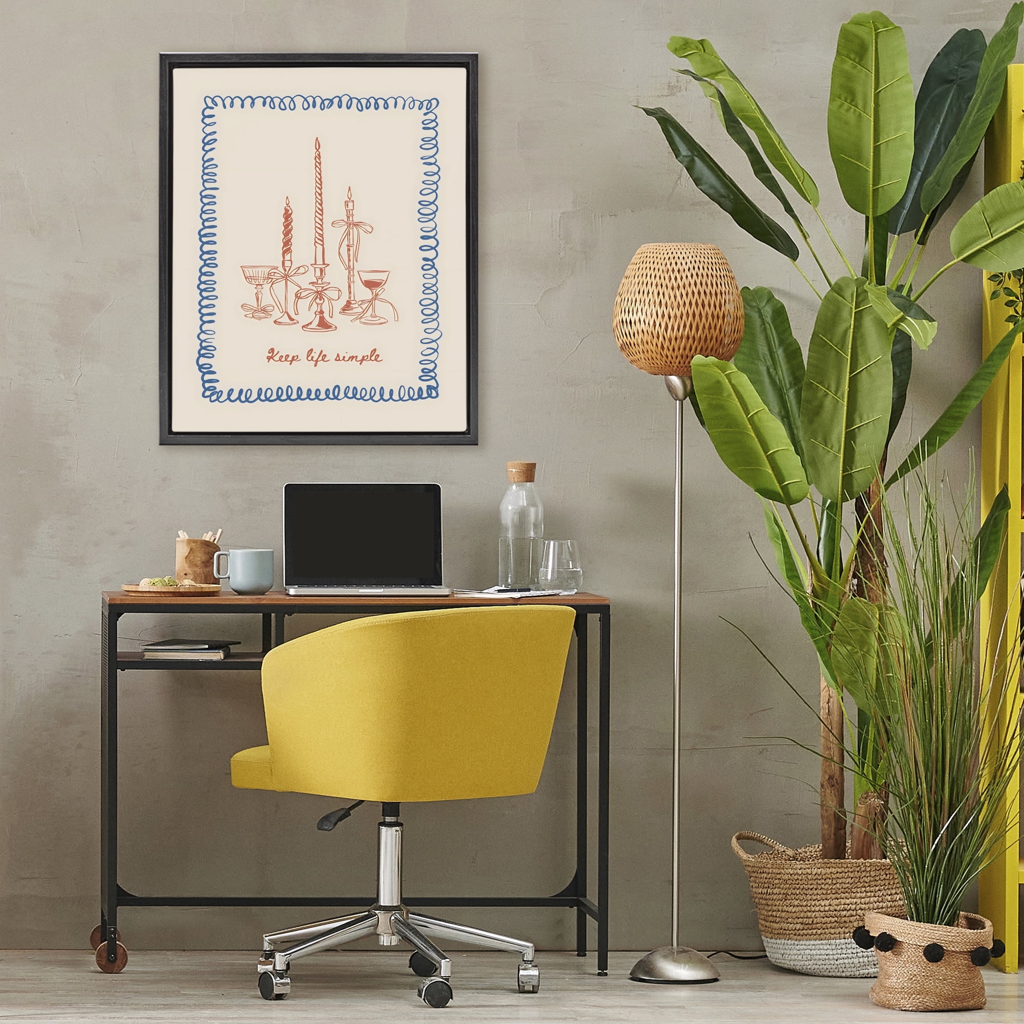 Stupell Industries Keep Life Simple Candles Black Framed Floater Canvas Wall Art, design by The Prints Vibe