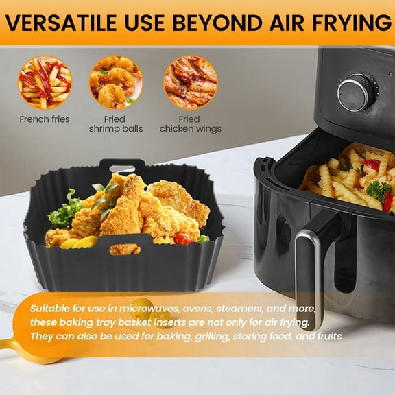 2 Pcs Air Fryer Accessories Set Air Fryer Silicone Basket Oven Baking Tray Silicone Pot Liner Steamer Roasting Rack