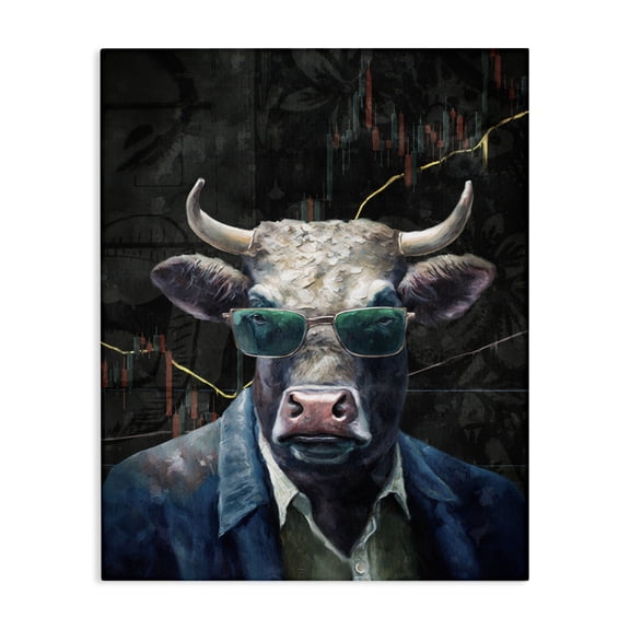 Stupell Industries Contemporary Bull in Sunglasses Canvas Art, 16 x 20, by Svetlana Aleynikova