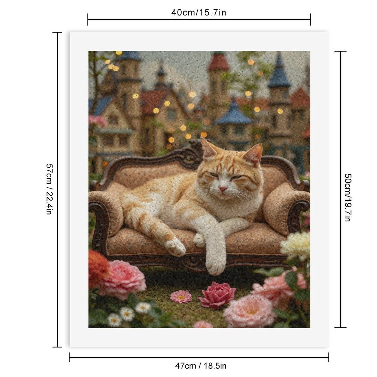 Paint By Numbers Kit for Adults Beginner - DIY Cat Relaxing On Miniature Couch Canvas Painting Kits for Adults, Frameless Paint By Number for Adults for Home Wall Decor 16x20 Inch