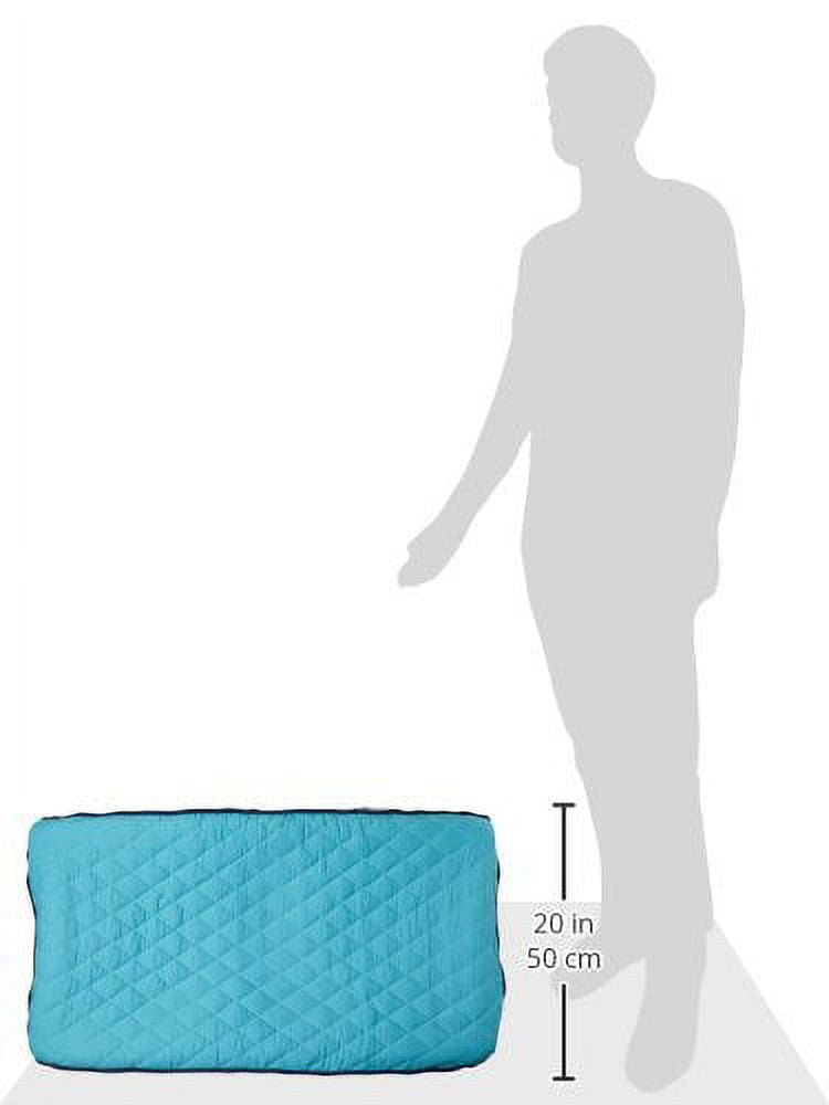 Bacati - Liam Aztec Quilted Top 100% Cotton Percale with Polyester Batting Diaper Changing Pad Cover, Solid Aqua/Navy