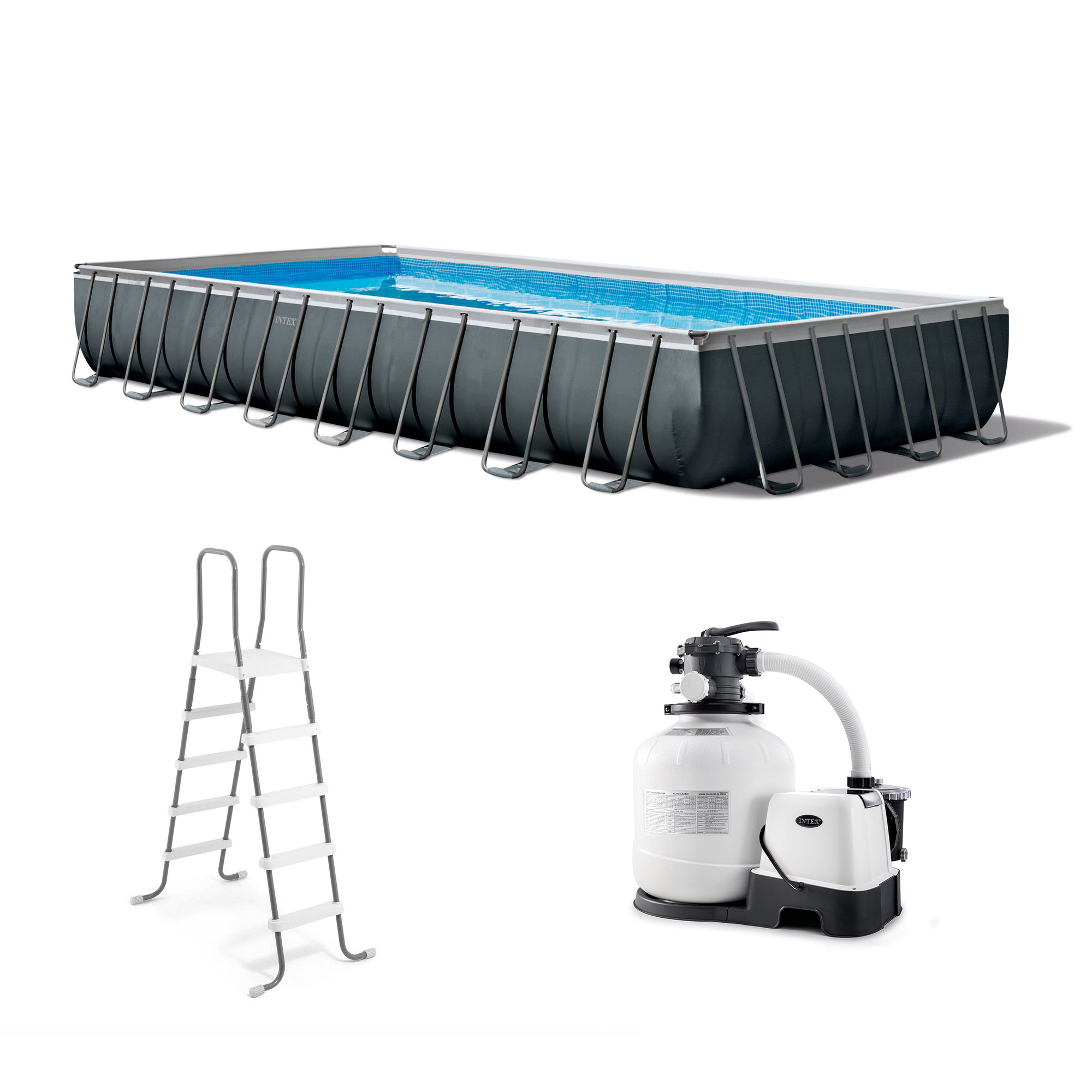 Intex 32 Ft x 16 Ft x 52 Inch Ultra XTR Rectangular Swimming Pool Set with Pump