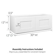 Design House Brookings Assembled Shaker Style Wall Kitchen Cabinet (30 x 12 x 12), Sherwin Williams® White