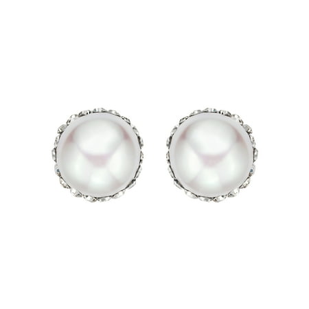 earrings freshwater stud pearl mm crystal fine gift jewelry silver pearlyta sterling