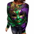 thumbnail image 5 of LEKWK Mardi Gras Shirts for Women Intricate Mask Graphic Slim Fit Long Sleeve Tops Crew Neck Casual Daily Trendy Tops Outfits, 5 of 5