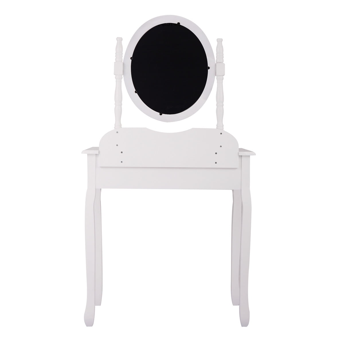Lowestbest Make Vanity Table Set w/1 Drawer and Oval Mirror, White Lowestbest Make Vanity Table Set w/1 Drawer and Oval Mirror, White