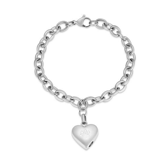 Heart with Paw Print Urn Locket Memorial Pet Cremation Jewelry for Ashes Holder Funeral Urn Bracelet for Ashes