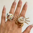 thumbnail image 2 of Stylish Shell Shape Adjustable Opening Rings Retro Design Stackable Shell Rings, 2 of 8